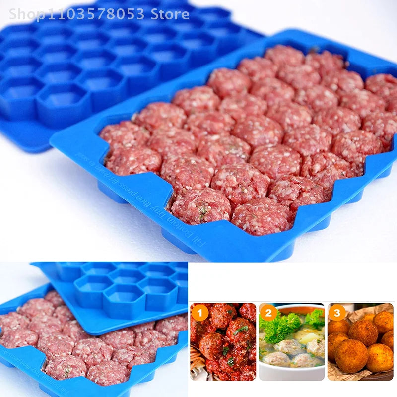 37‑Grid Silicone Meatball Mold With Lid