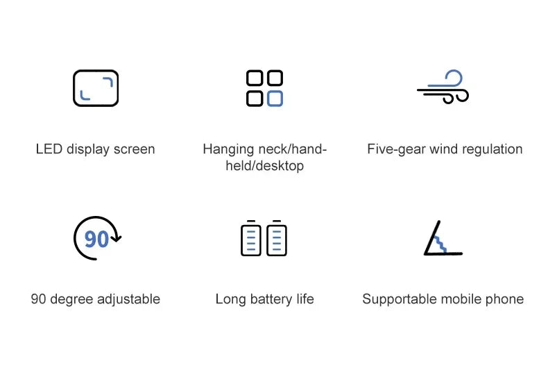 Foldable 5-Speed Handheld Mini Fan with LED Display