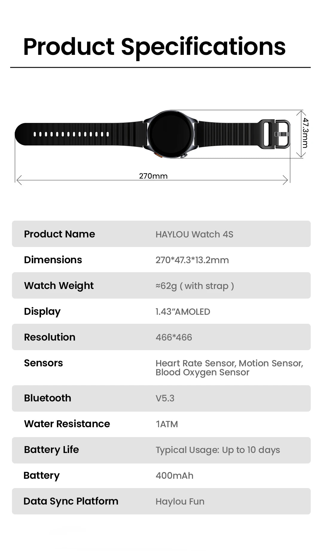 HAYLOU Watch 4S ceas GPS cu afișaj AMOLED de 1,43 inch