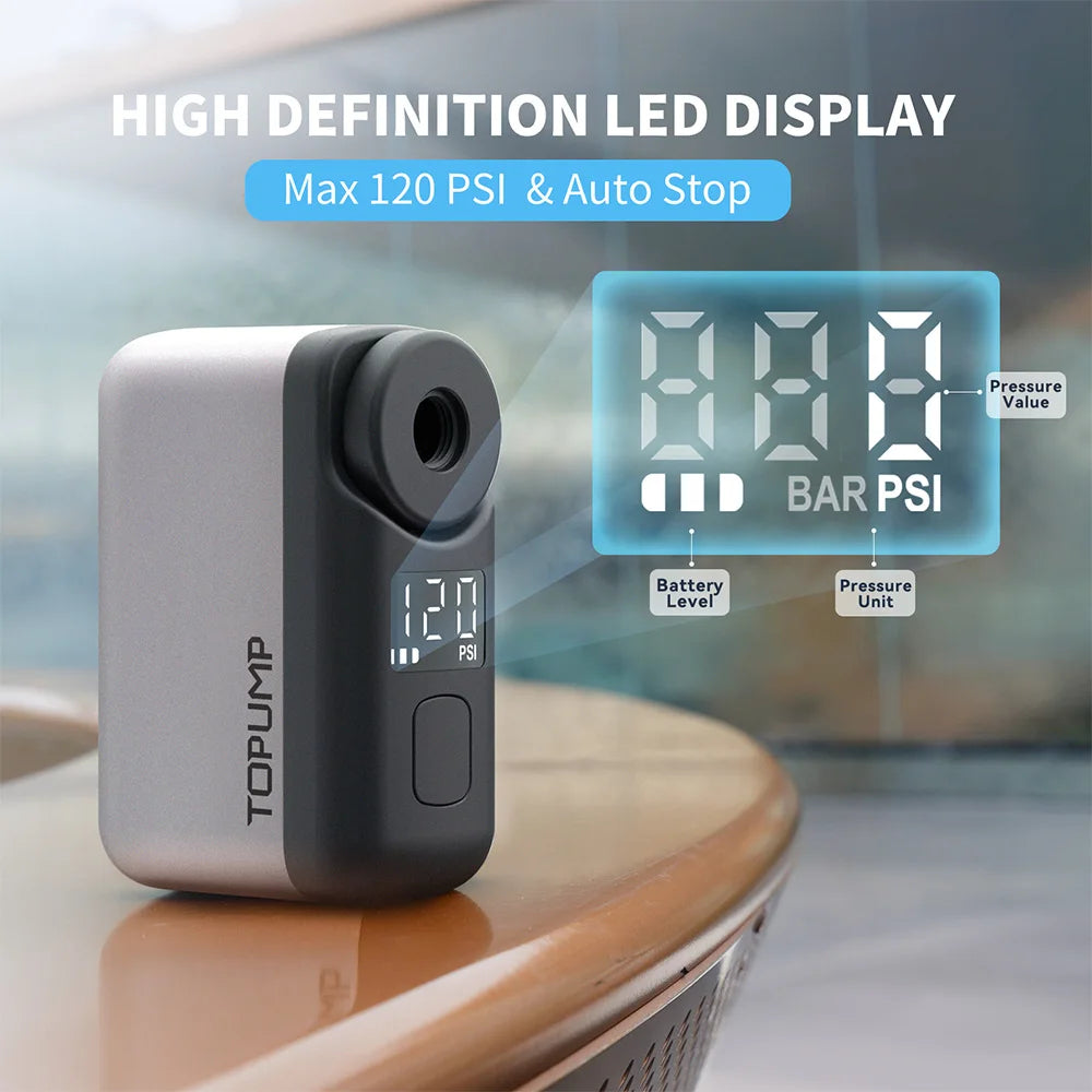Electric Mini Portable Bike Pump 120PSI with Display