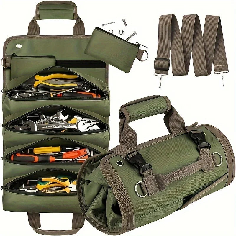 Roll-Up Tool Bag with Two Detachable Pouches