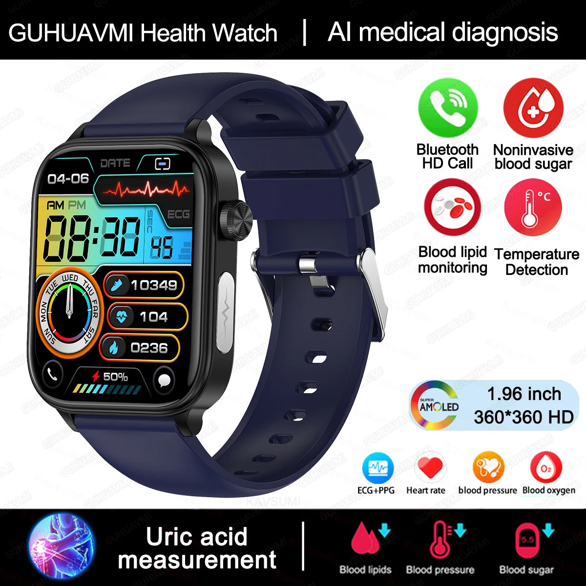 Ceas inteligent cu ecran tactil cu apelare Bluetooth