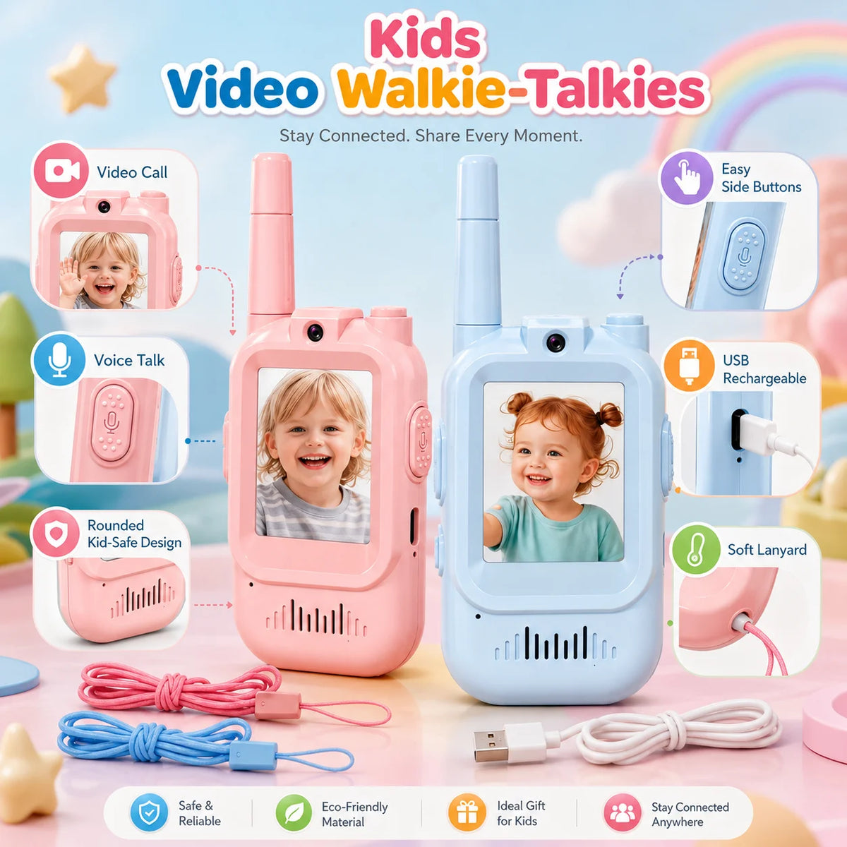 Kinderen USB-C Video Walkietalkie Set
