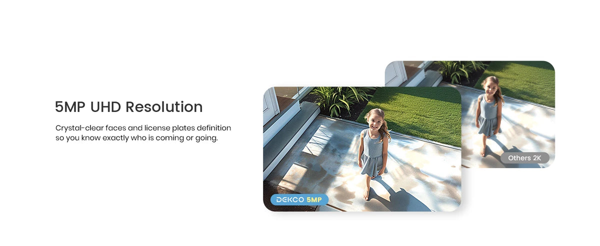Dekco 5MP Wireless Solar Camera System 2 Cam Kit Outdoor WiFi Solar Security Camera Set Color Night Vision 2-Way Talk