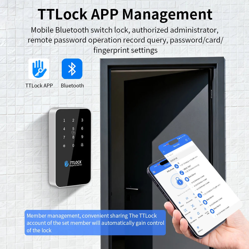 BSTUOKEY Étanche IP67 Serrure intelligente TTlock Contrôle d’accès Clavier Extérieur Empreinte Digitale Mot de passe Bluetooth 13.56MHz Carte App Déverrouiller