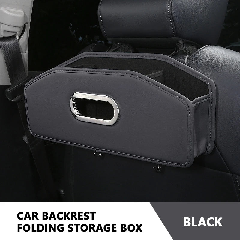 SEAMETAL Car Seat Back Organizer Multi-Functional Backseat Storage Bag for Passenger Foldable Storage Box Tissue Holder Hook