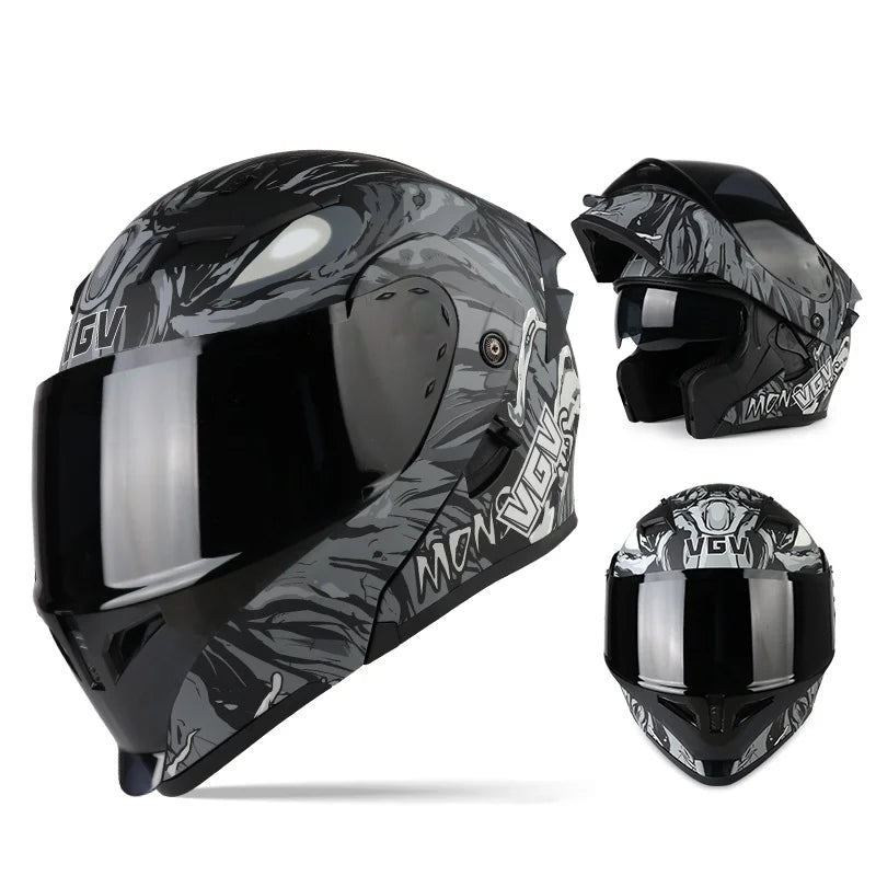 VGV 91 Flip Motorcycle Helmet, Dual-Lens, DOT Certified