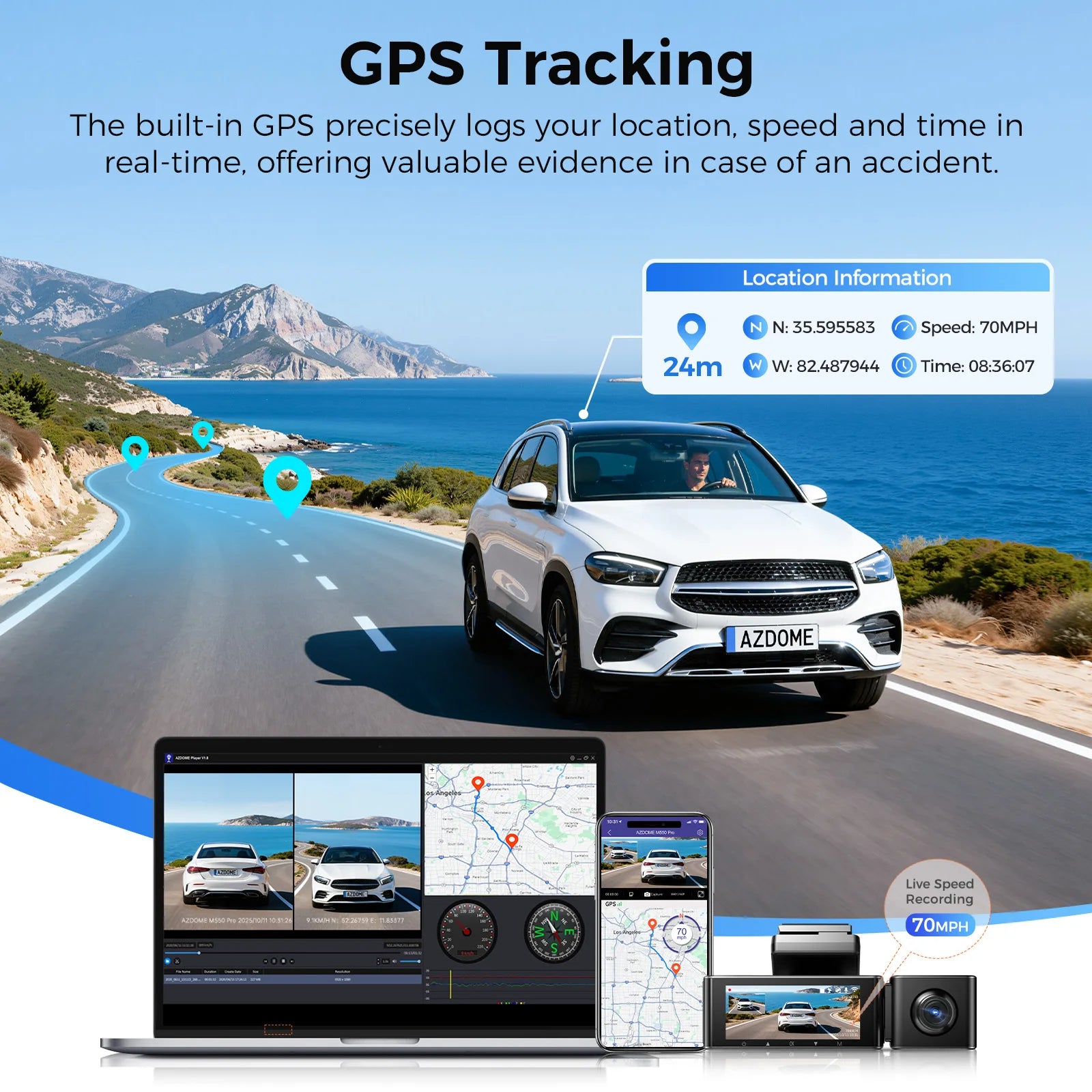 Двойна камера за кола отпред и отзад 4K 2.5K GPS Wi-Fi