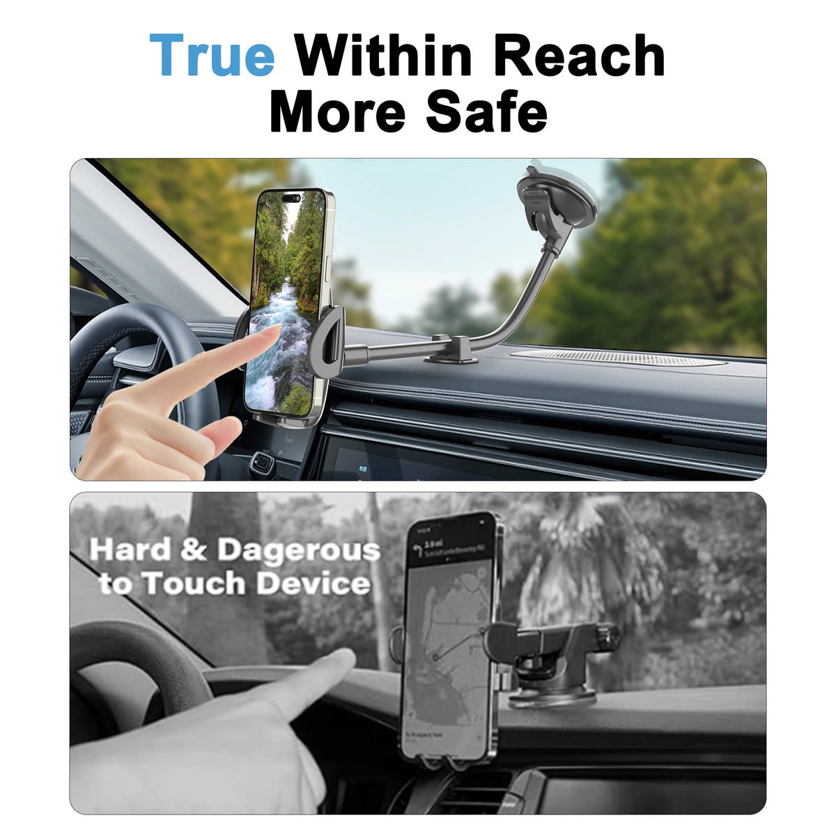 Long-Arm Windshield Phone Holder for Cars and Trucks