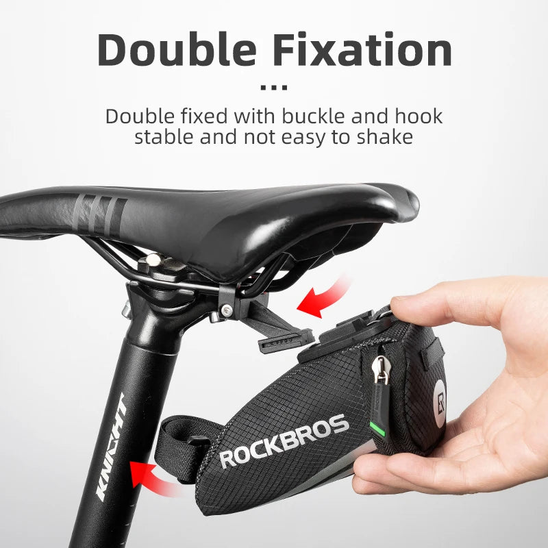 Compact Bike Saddle Bag with Reflective Design & Tool Storage