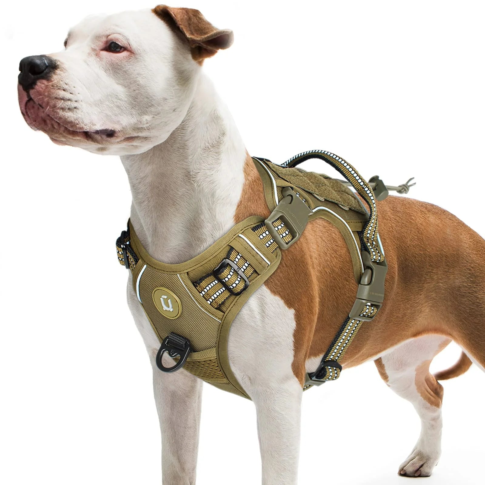 Tactical Dog Harness, No Pull Dog Harness, Adjustable Breathable MOLLE Dog Vest Harness for Medium Large Dog Reflective Military 