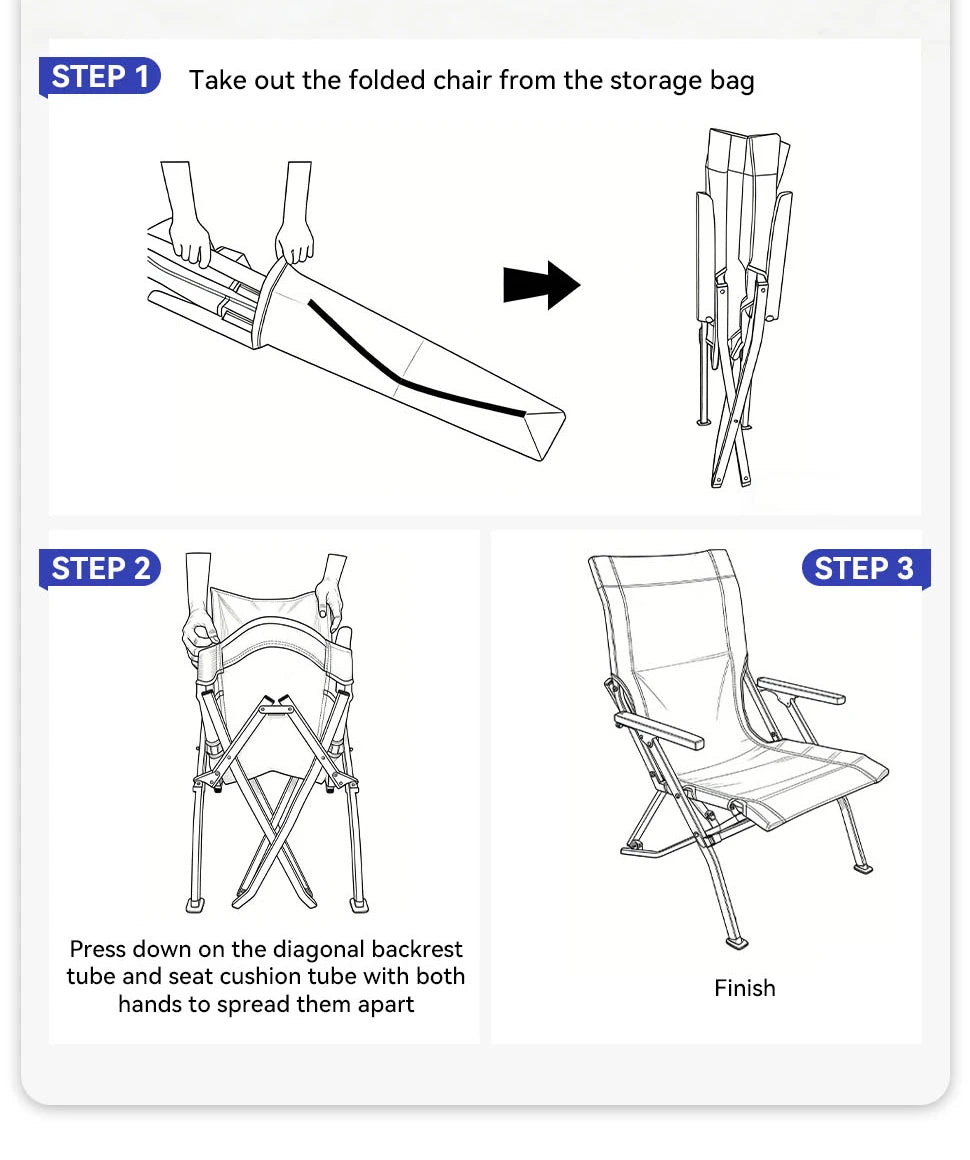 Folding Outdoor Chair with High Back and Handrails