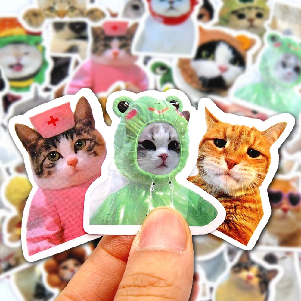 10/50/100pcs Funny Cat Stickers Cartoon Cute Decals Toy Stationery Guitar Phone Bicycle Laptop Luggage Car Graffiti Kids Sticker 