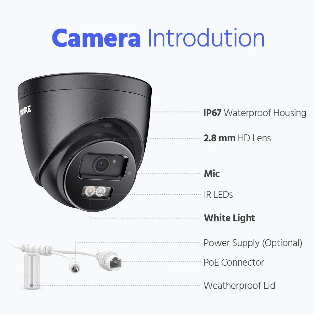 ANNKE 4PCS 3K PoE Outdoor Security Camera with Dual Light