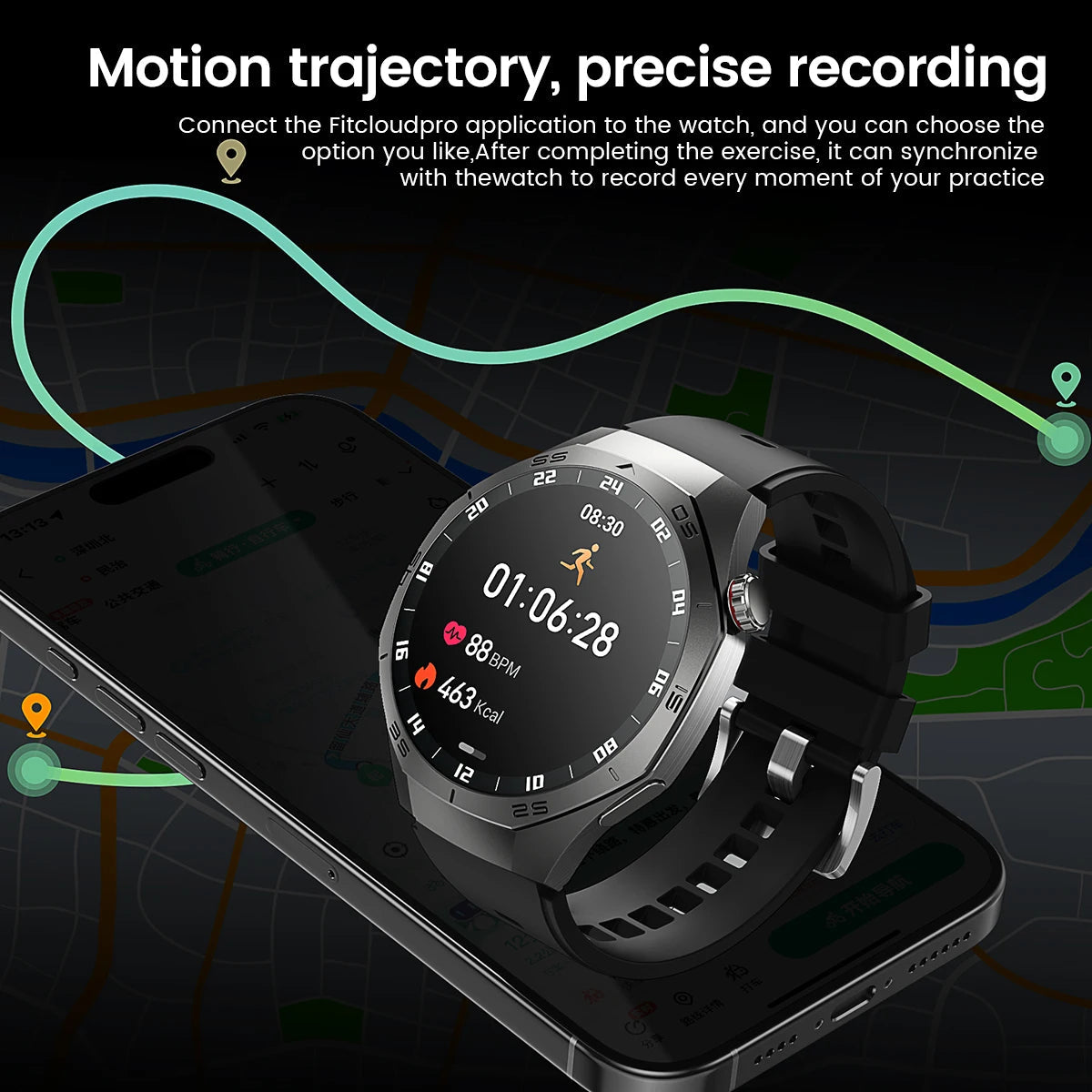 2025New For Android and ios Smart Watch Men AMOLED Screen GPS Motion trajectory Heart Rate Bluetooth Calls SmartWatch Waterproof 