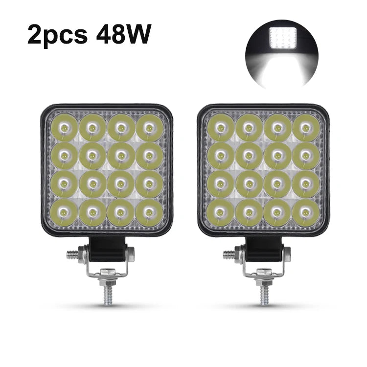 12V 24V Led Light Bar 42W Work Light Bar Square Spotlight For Jeep Truck Offroad Car Motorcycle Tractor SUV ATV LED Headlights