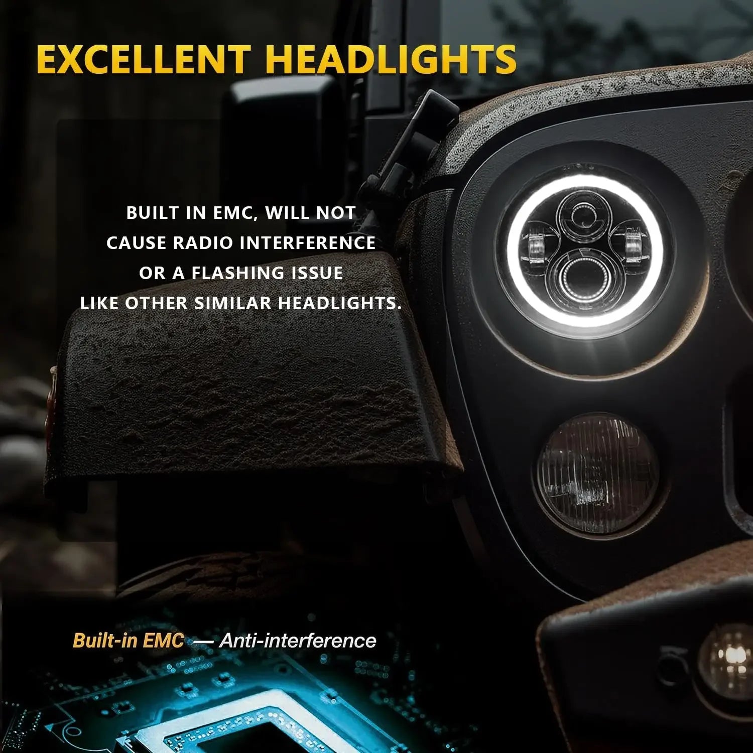 7 Inch LED Headlight Halo Ring with Hi/Lo Beam, DRL and Amber Turn Signal