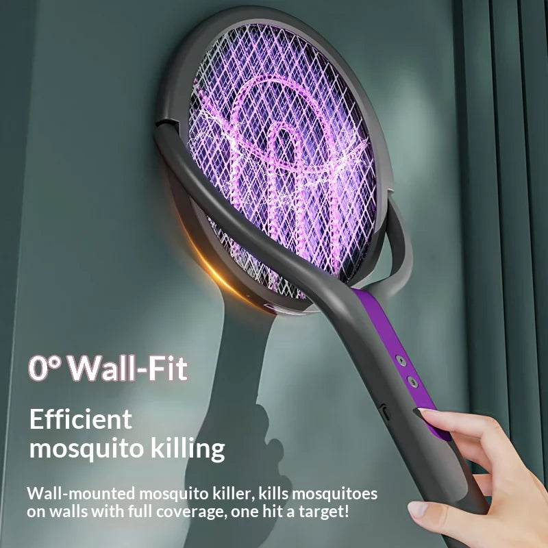 Rotating Head Rechargeable Electric Bug Zapper Racket