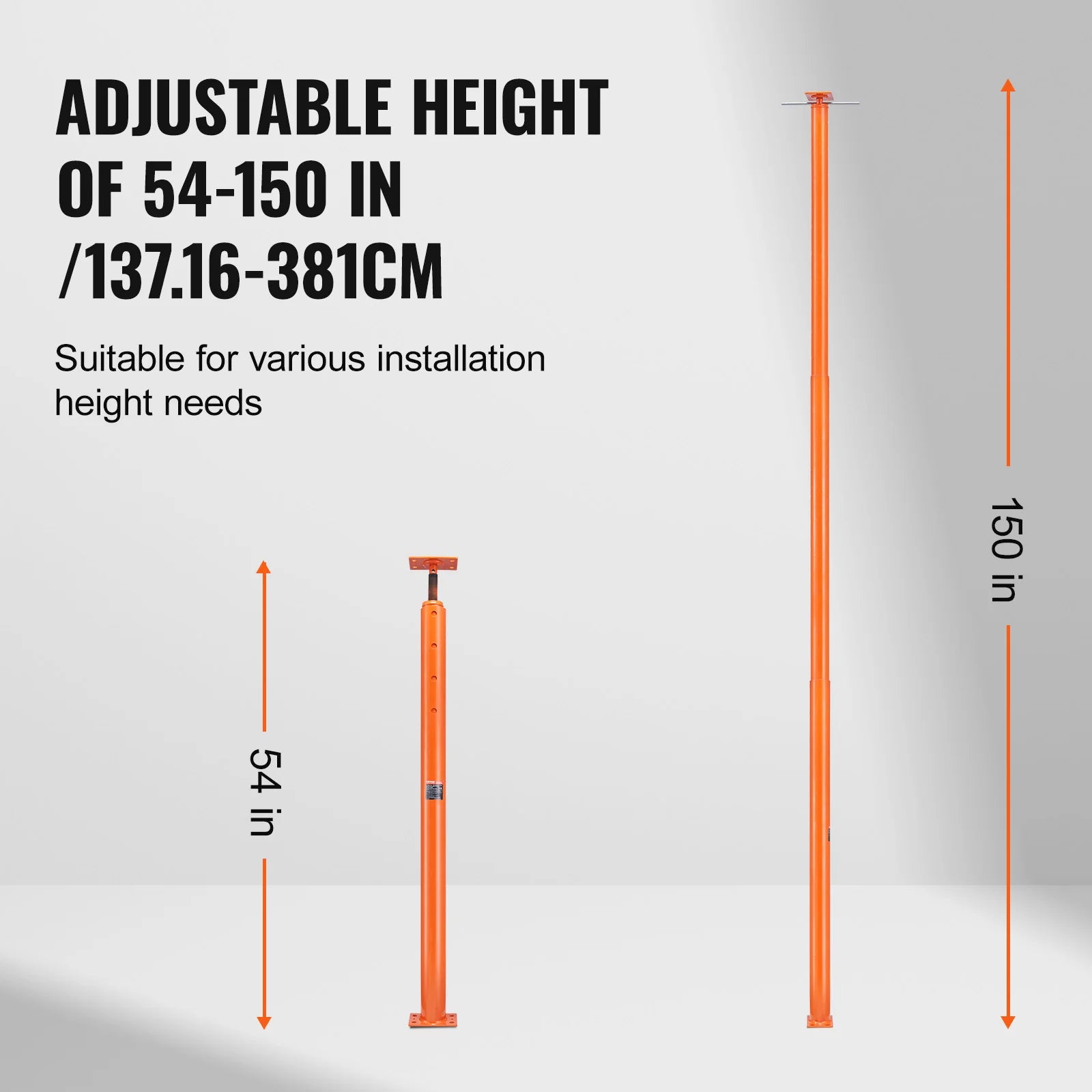 Adjustable Floor Jack Post 54–150 in, 11200 lb Load Capacity