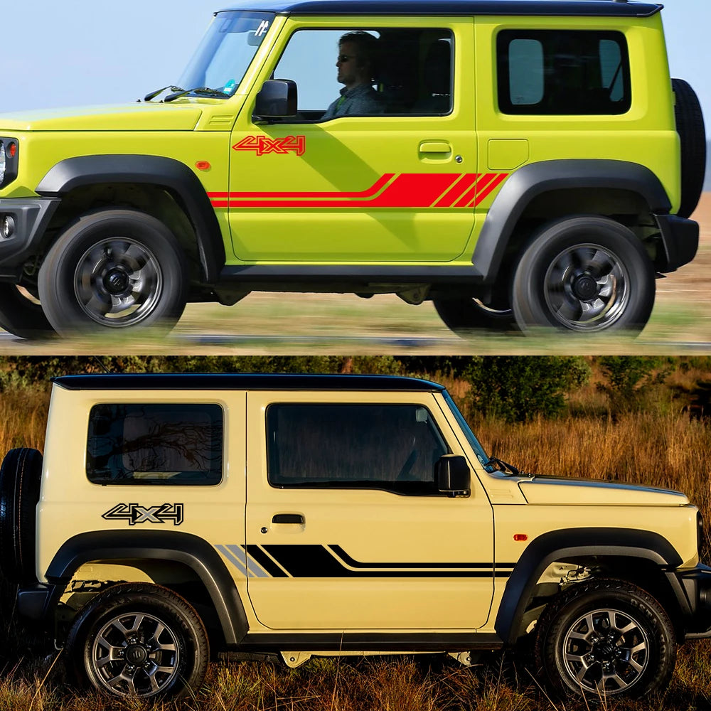 1 Pair Sport Modified 4x4 Off Road Side Letter Waist Line Stripe Body Sticker  Decals Decor for Suzuki Jimny 2019 2020 2021 2022