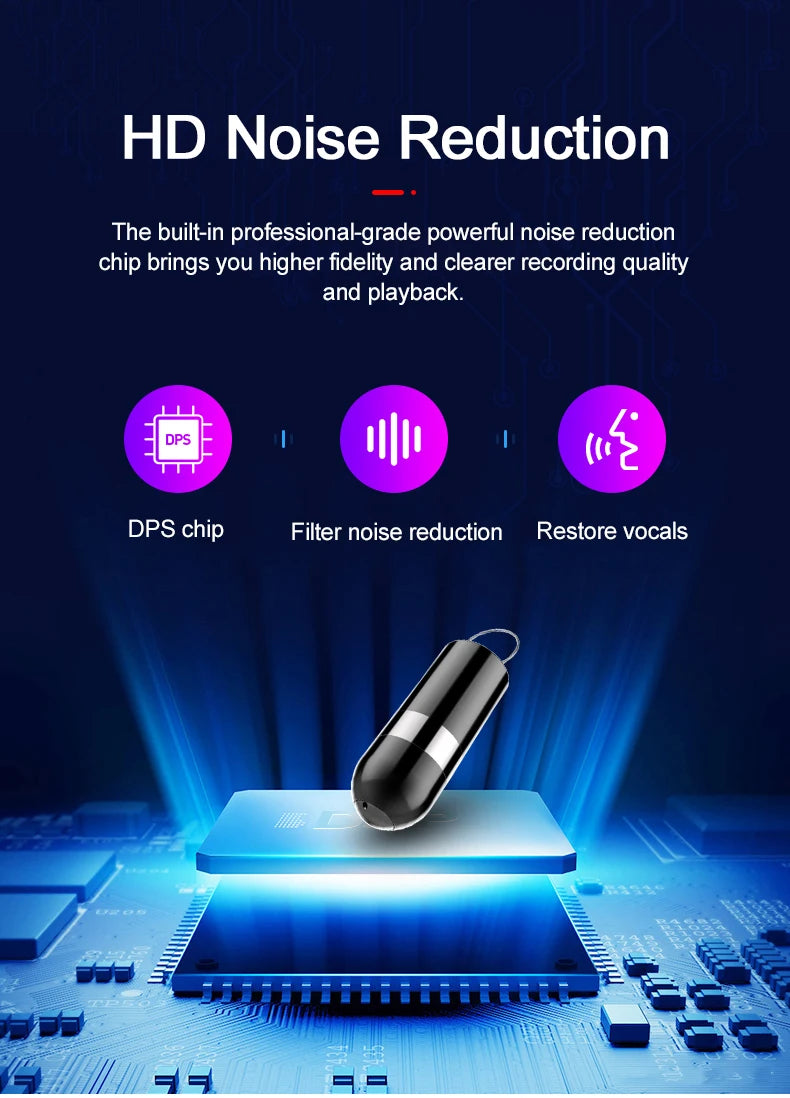 Mini Voice Activated Recorder Digital Audio Recording Keychain Device Wearable Sound Professional Micro Dictaphone STTWUNAKE 