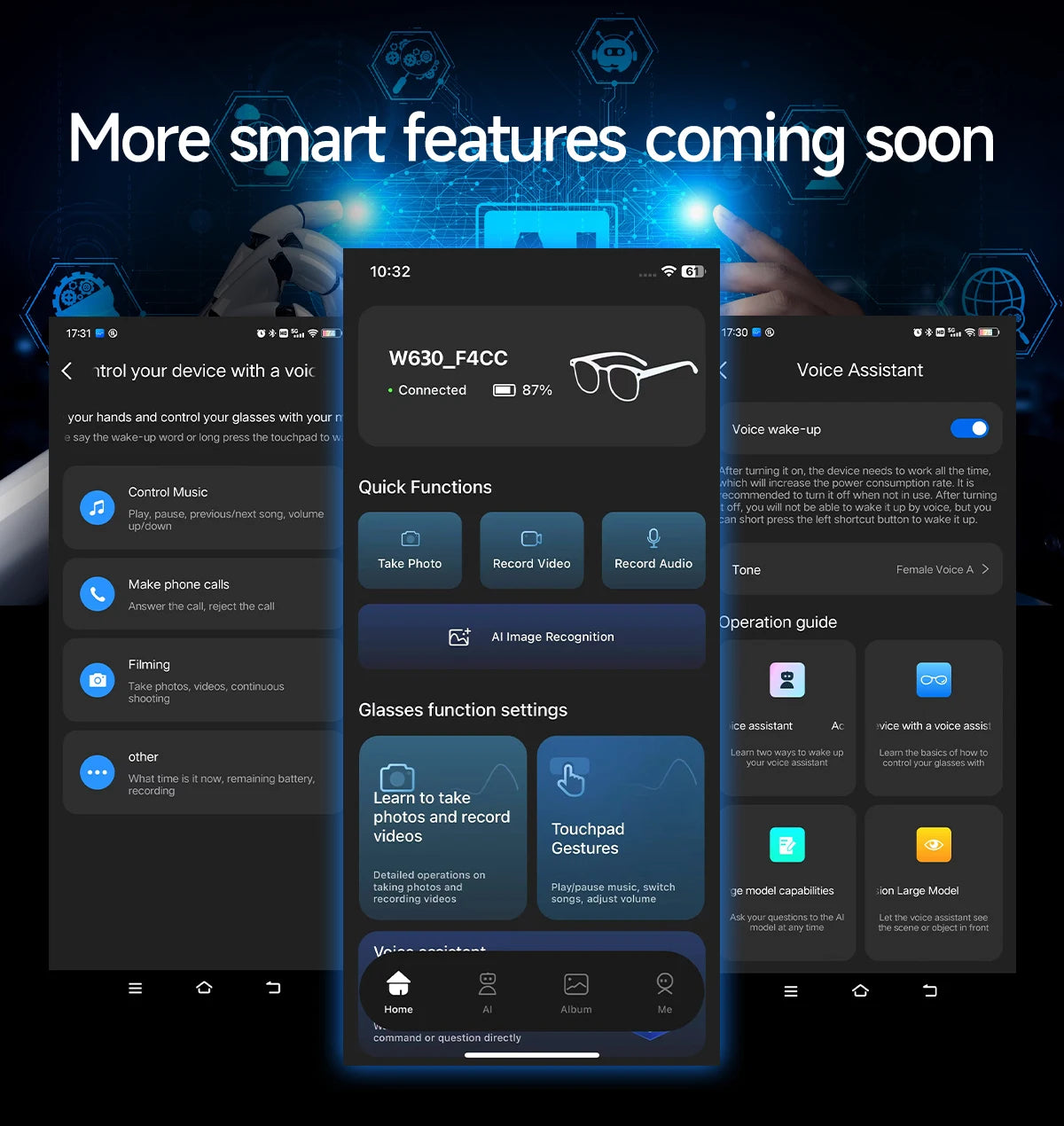 AI Smart Glasses with Camera, Calls, Translation & Audio