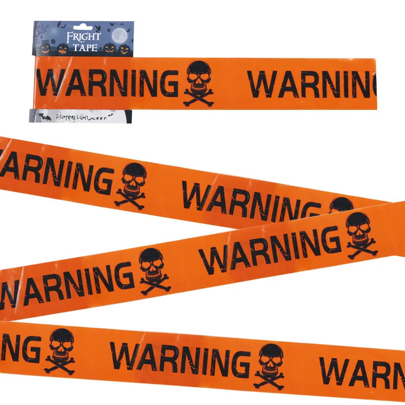NEW 1PC Halloween Props Window Prop Warning line Plastic Skull Head Warning Tape Signs Halloween Decoration Witch Balloons lot 
