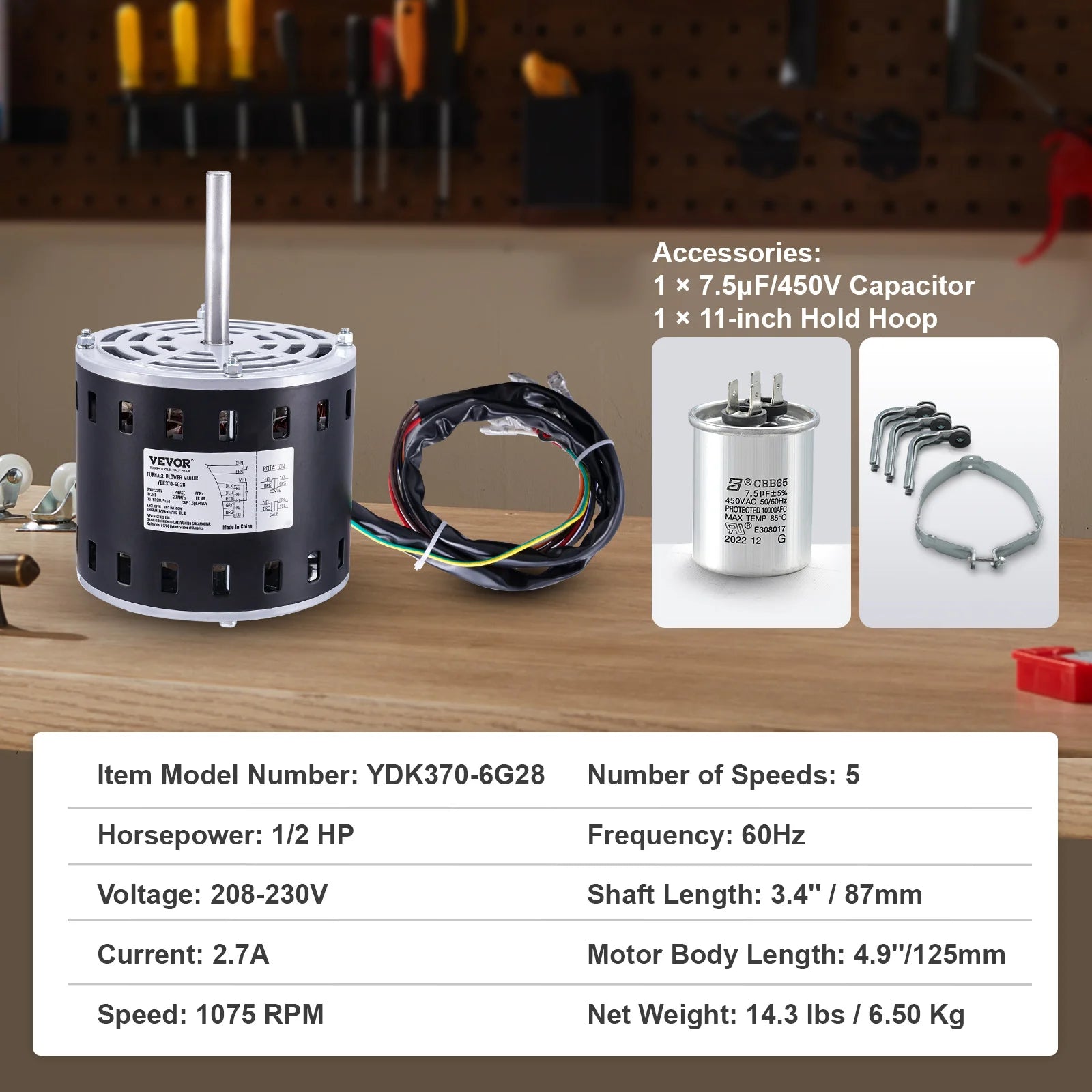 Motor ventilátoru topení 1/3 HP 1075 ot./min 4 rychlosti 48 rám Reverzibilní