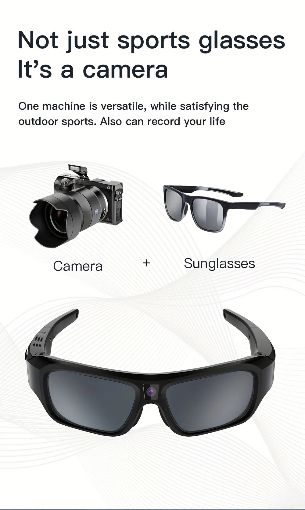 4K HD camera glasses video smart glasses, outdoor mini camera, human body camera, cycling recorder camera, suitable for cycling 