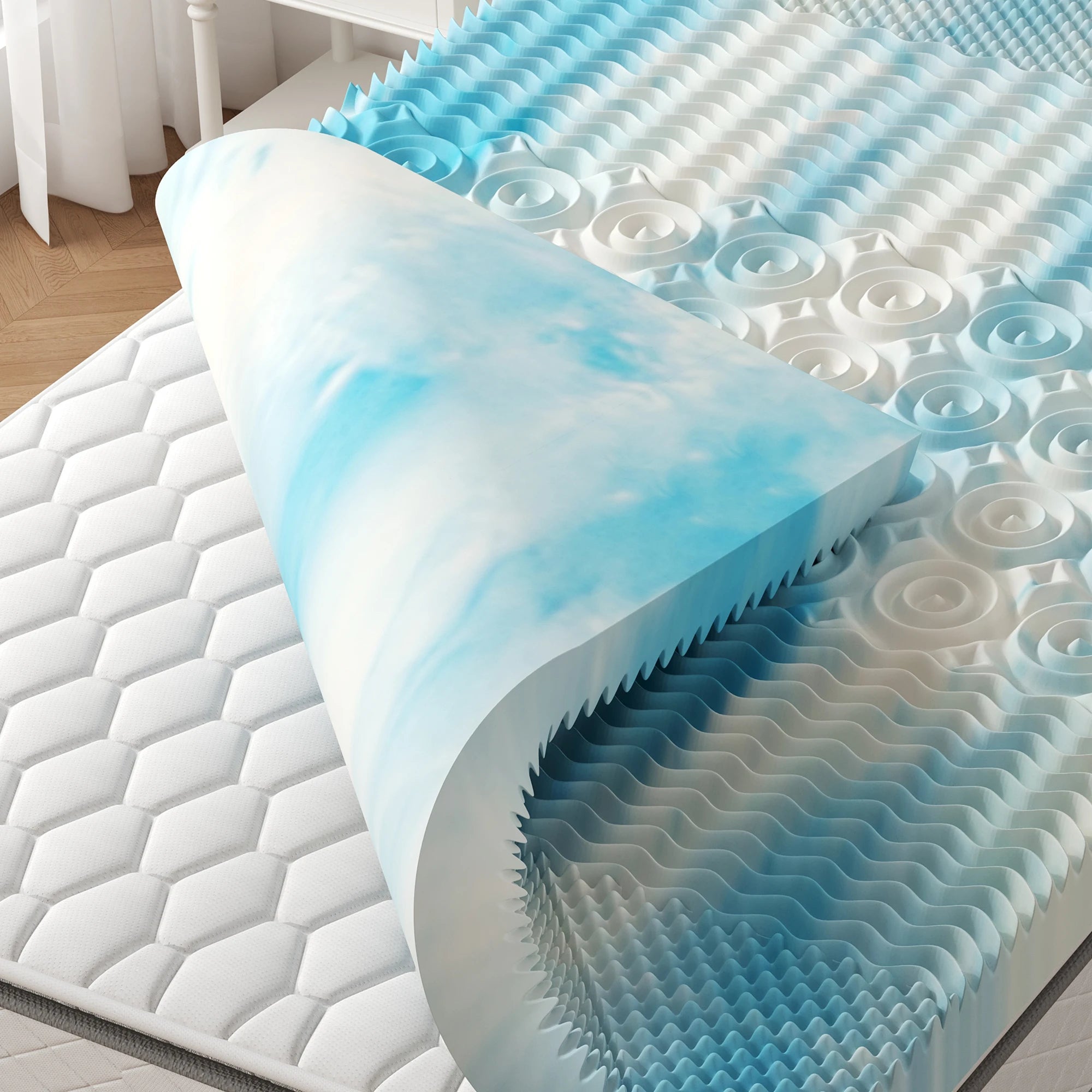 4 Inch Gel Memory Foam Mattress Topper with Cooling 5-Zone Comfort