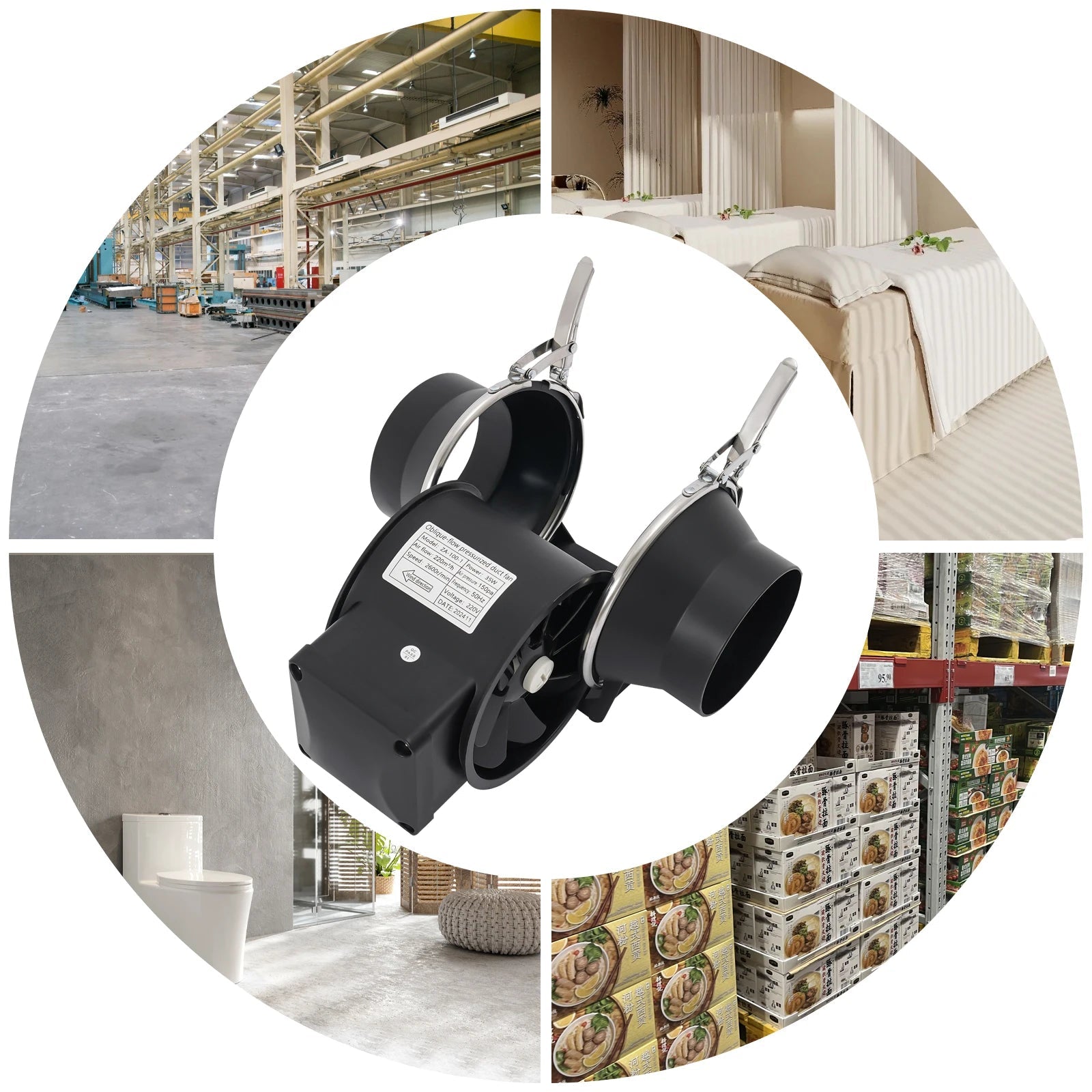 YIYIBYUS 220V Exhaust Fans Pipe Duct Ventilation Fan Silent Bathroom Extractor Ventilation Kitchen Toilet Wall Exhaust Duct Fan 