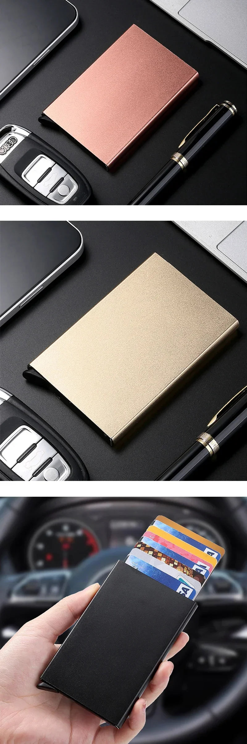 Men ID Credit Bank Card Holder Wallet Anti Rfid Smart Anti Rfid Blocking Protected Magic Pop Up Slim Small Money Wallets Case 
