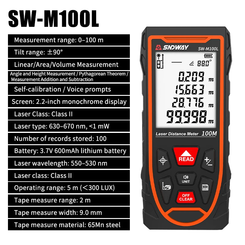 Laser Distance Meter with Angle and Green Line Level