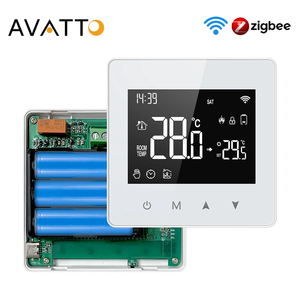 AVATTO Tuya WiFi/ZigBee Low Power Battery Smart Thermostat Water Gas Boiler Temperature Controller For Alexa Google Home Alice 