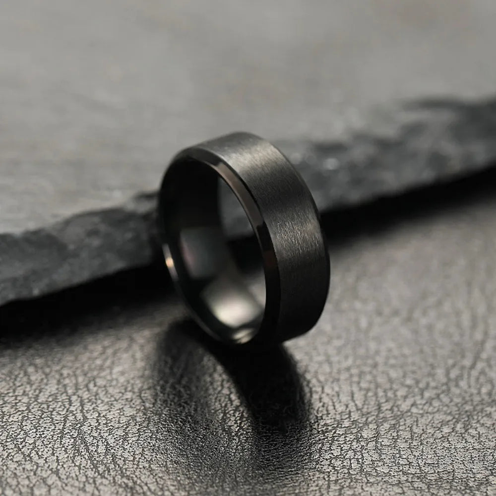 Stainless Steel Black Matte Ring for Men and Women