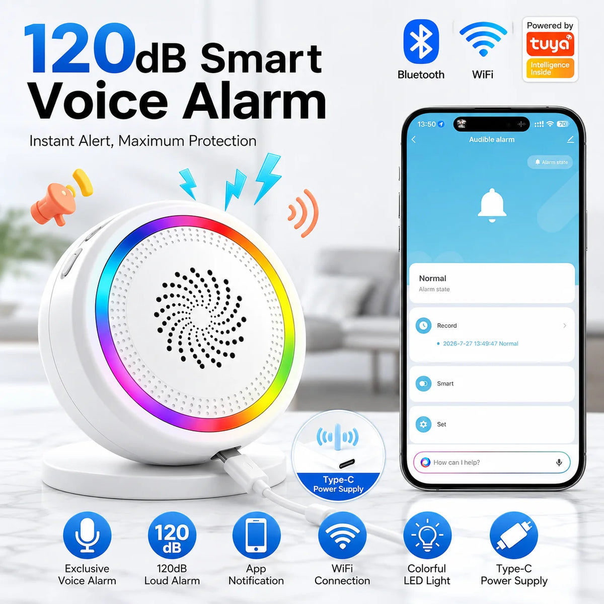 Wi-Fi glasovna sirena s RGB signalnim svjetlom