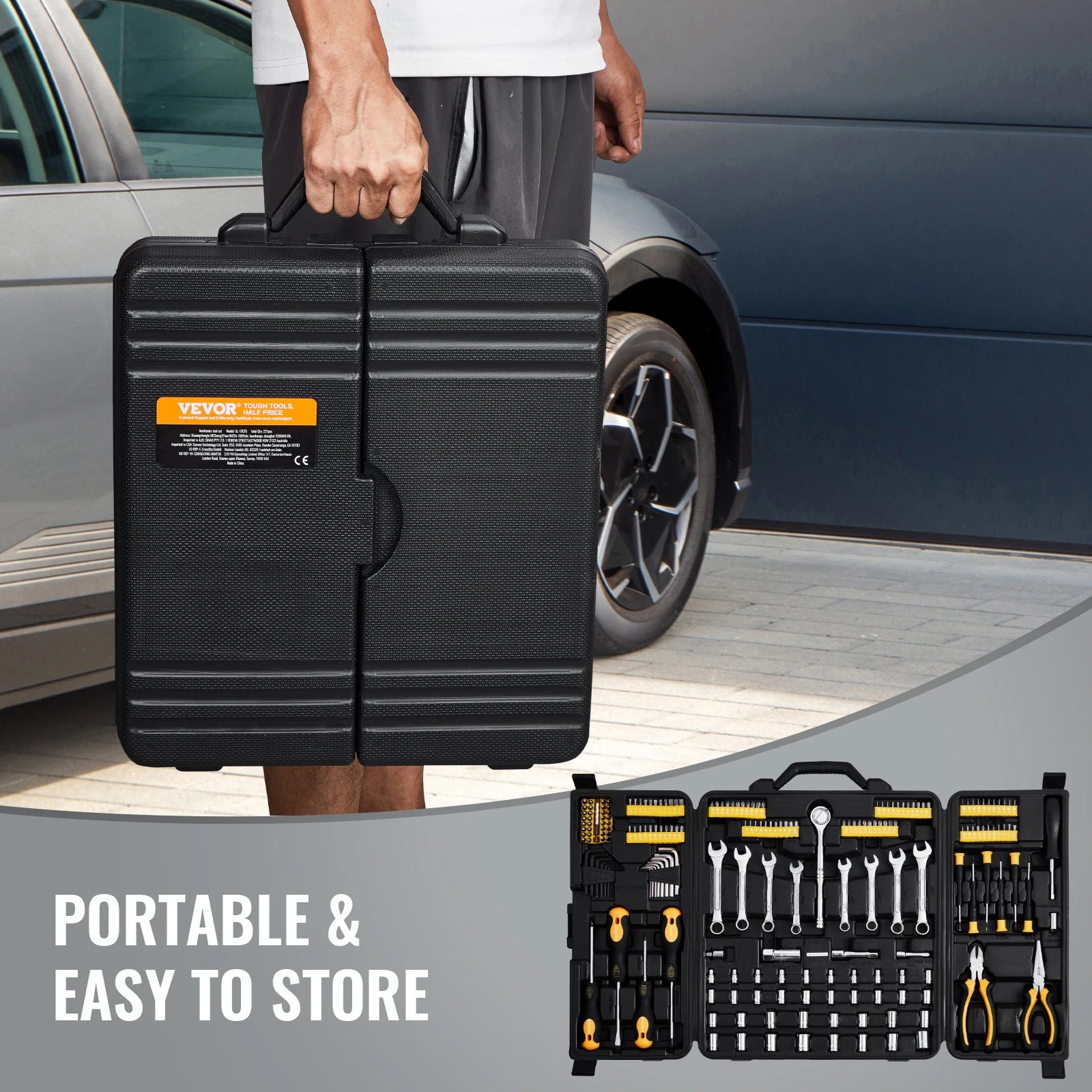 221-Piece Mechanics Tool Set SAE & Metric with Ratchet & Bits