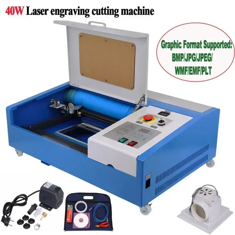 CO2 laserový gravírovací stroj 40W/50W, přesný řezací stroj 300x200 mm