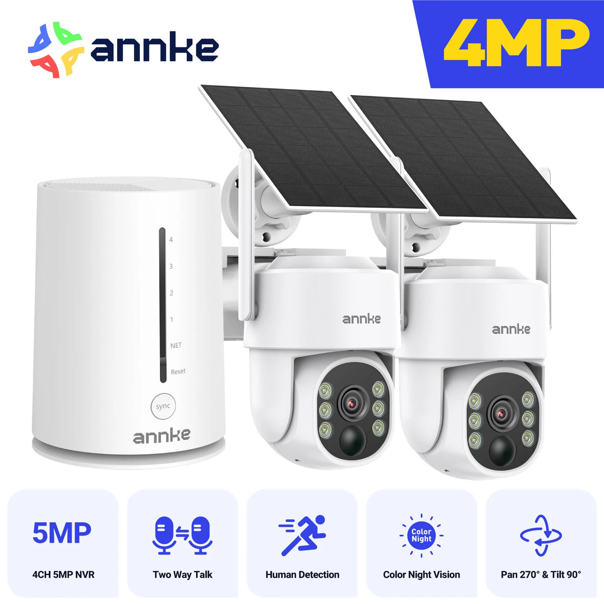 4MP Solar Wireless Outdoor Security Camera System