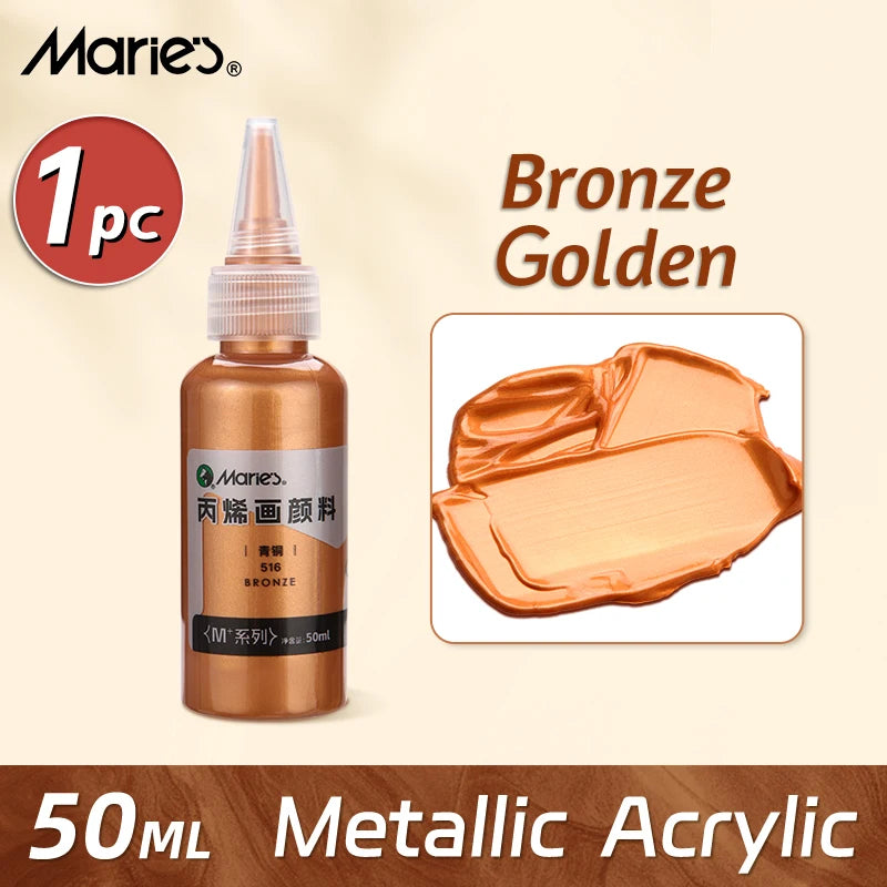 50ml Metallic Acrylic Paint in Pearlescent Gold & Silver