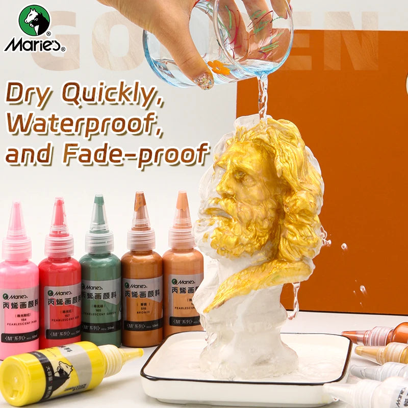 50ml Metallic Acrylic Paint in Pearlescent Gold & Silver