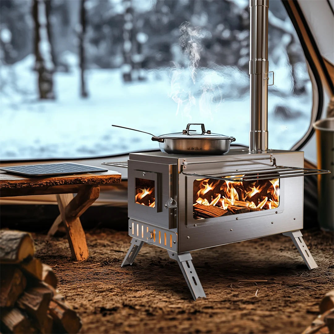 Wood Burning Stove for Camping, Tent Heating and Cooking