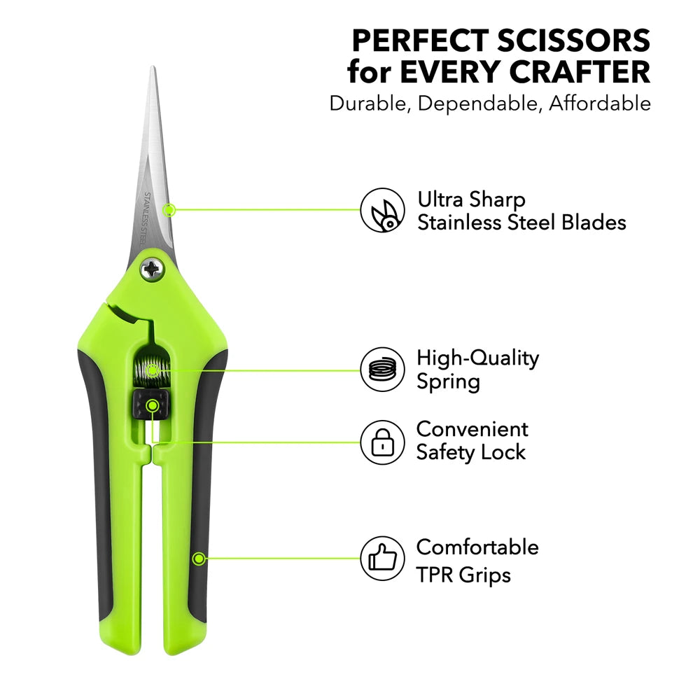 Spring-Action Craft Scissors with Ergonomic Grip for Precision Cuts