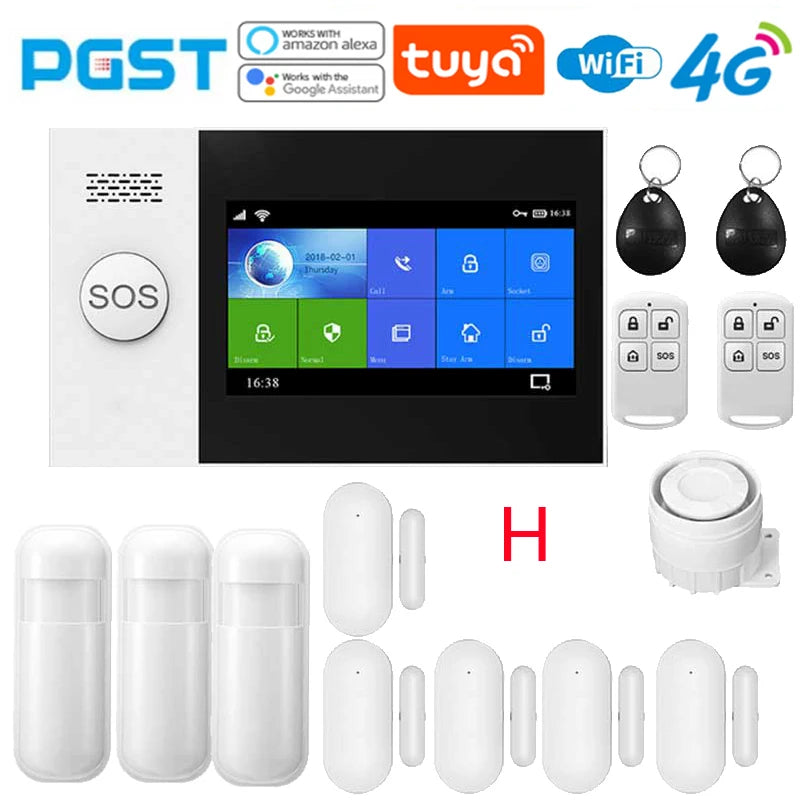PGST 4G home allarme anti-furto, Tuya, kit di sicurezza con sensore di movimento PIR, wireless, WiFi, GSM, PG-107