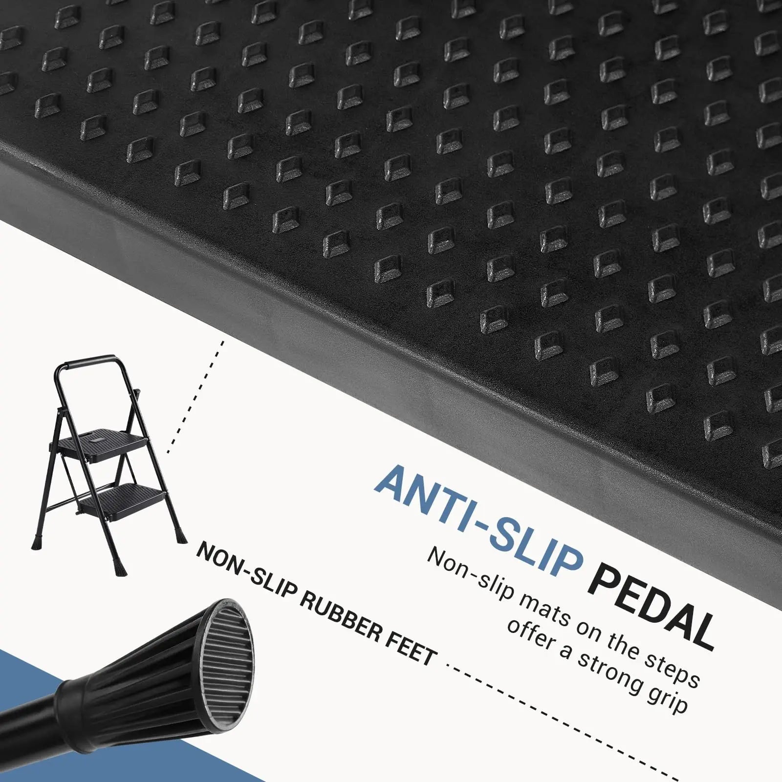 Folding 2-Step Ladder Stool with Anti-Slip Pedals 800 lb Capacity