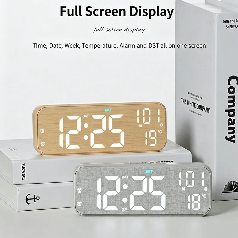 Wood-Style Digital Dual Alarm Clock