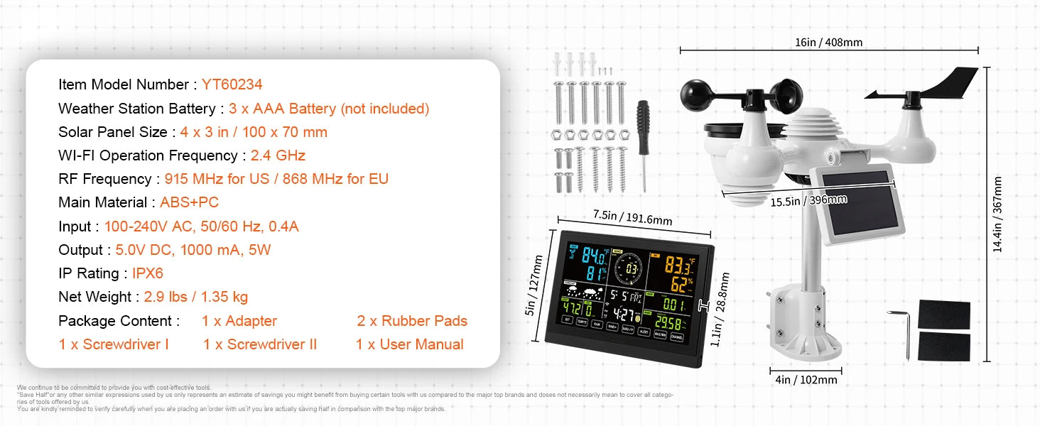 WiFi Weather Station with 7-in-1 Sensor and 7.5" Display