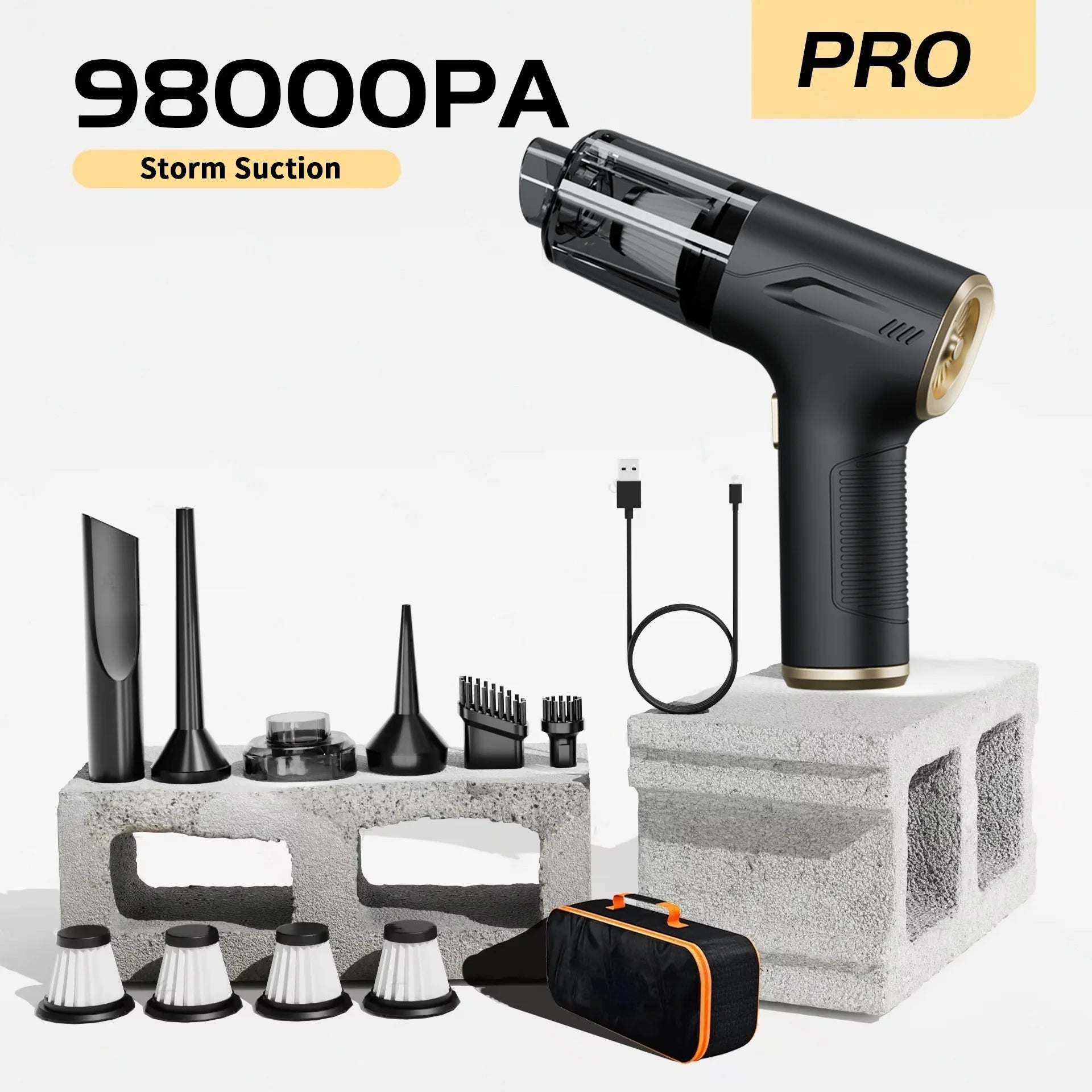 CENRR 98000PA Krachtige Mini Auto Stofzuiger Snoerloos Draadloos Auto Reinigingsapparaat Handheld Draagbare Stofzuiger Luchtpistool