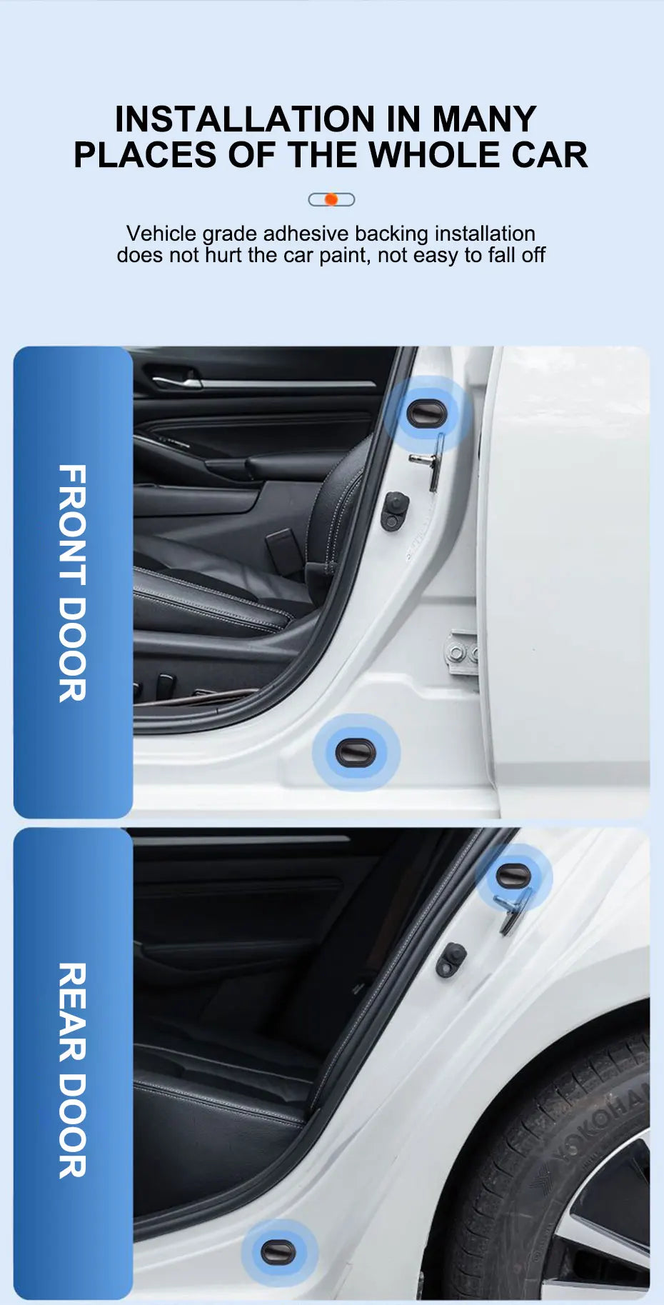 SEAMETAL 12Pcs Upgraded Car Door Shock Absorber Self-Adhesive Door Gap Protection Cushion Anti Shock Hood Trunk Edge Sticker