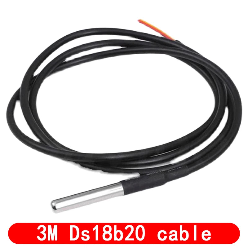 DS18B20-vandtæt temperatursensorprobe med kabel og adaptermuligheder